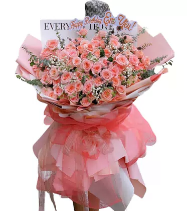 Bó Hoa Hồng Cam Baby Thiệp Happy Birthday