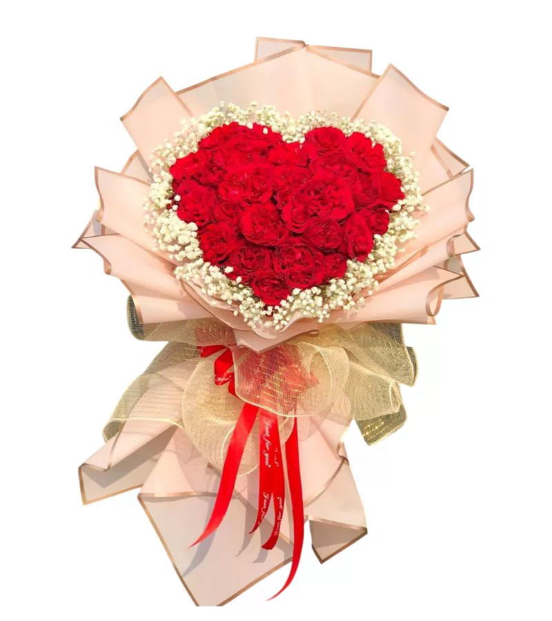 Bó Hoa Hồng Đỏ Trái Tim Tặng Valentine