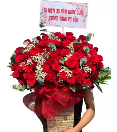 Giỏ Hoa Hồng Đỏ Kỷ Niệm Ngày Cưới Chồng Tặng Vợ