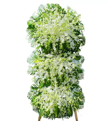 Kệ Hoa Chia Buồn 3 Tầng Lan Trắng Thanh Khiết Trang Nghiêm