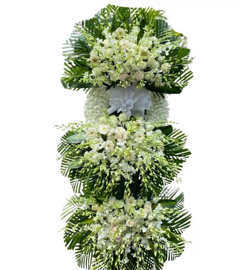 Kệ Hoa Chia Buồn 3 Tầng Trắng Thanh Khiết