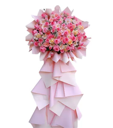 Kệ Hoa Chúc Mừng Hồng Đậm Cam Nhạt Pastel