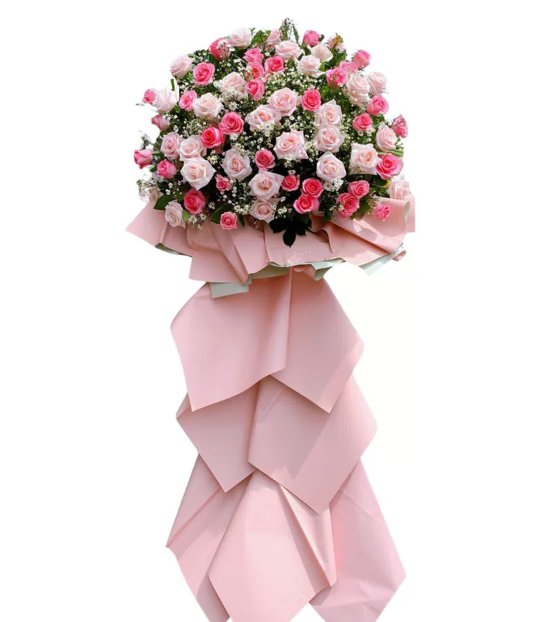 Kệ Hoa Chúc Mừng Hồng Phấn Nhạt Dịu Dàng