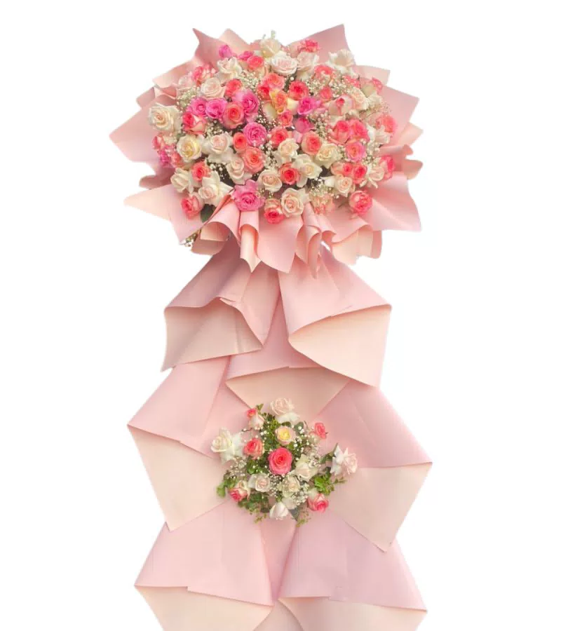 Kệ Hoa Khai Trương 2 Tầng Hồng Trắng Thanh Nhã