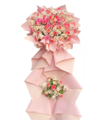Kệ Hoa Khai Trương 2 Tầng Hồng Trắng Thanh Nhã
