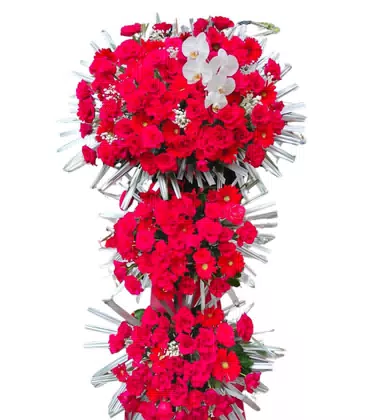 Kệ Hoa Khai Trương 3 Tầng Đỏ Hồng Phối Lan Trắng