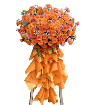 Kệ Hoa Khai Trương Hồng Cam Rực Rỡ Đồng Nhất