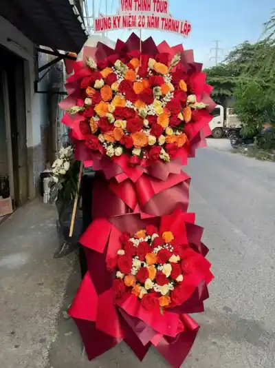 Hoa Khai Trương Tone Đỏ Cam