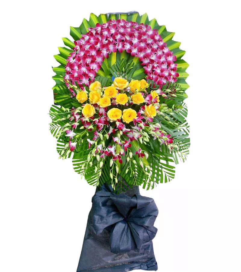 Vòng Hoa Chia Buồn Lan Hồng Hồng Vàng Trang Nghiêm
