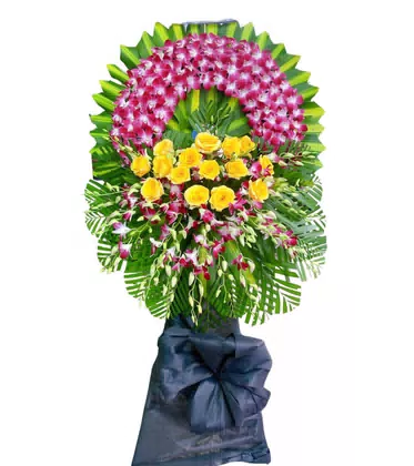 Vòng Hoa Chia Buồn Lan Hồng Hồng Vàng Trang Nghiêm