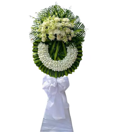 Vòng Hoa Chia Buồn Lan Trắng Cúc Trắng Hồng Trắng Trang Nghiêm