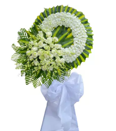 Vòng Hoa Chia Buồn Lan Trắng Hồng Trắng Tinh Khôi