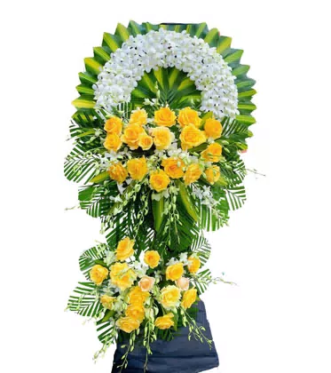Vòng Hoa Chia Buồn Lan Trắng Hồng Vàng Rực Rỡ