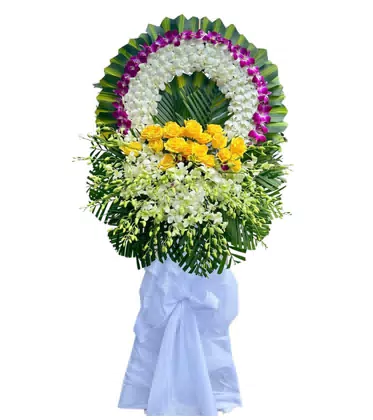 Vòng Hoa Đám Tang Viền Lan Tím