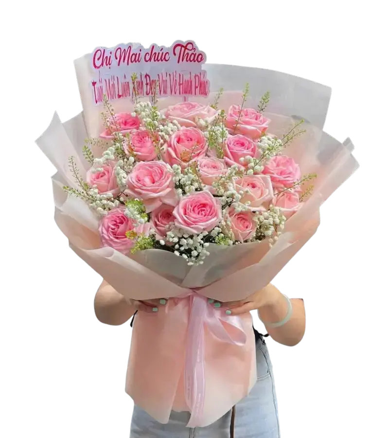 Bó hoa hồng phấn tặng chị