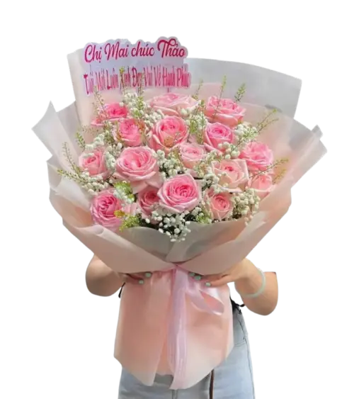 Bó hoa hồng phấn tặng chị