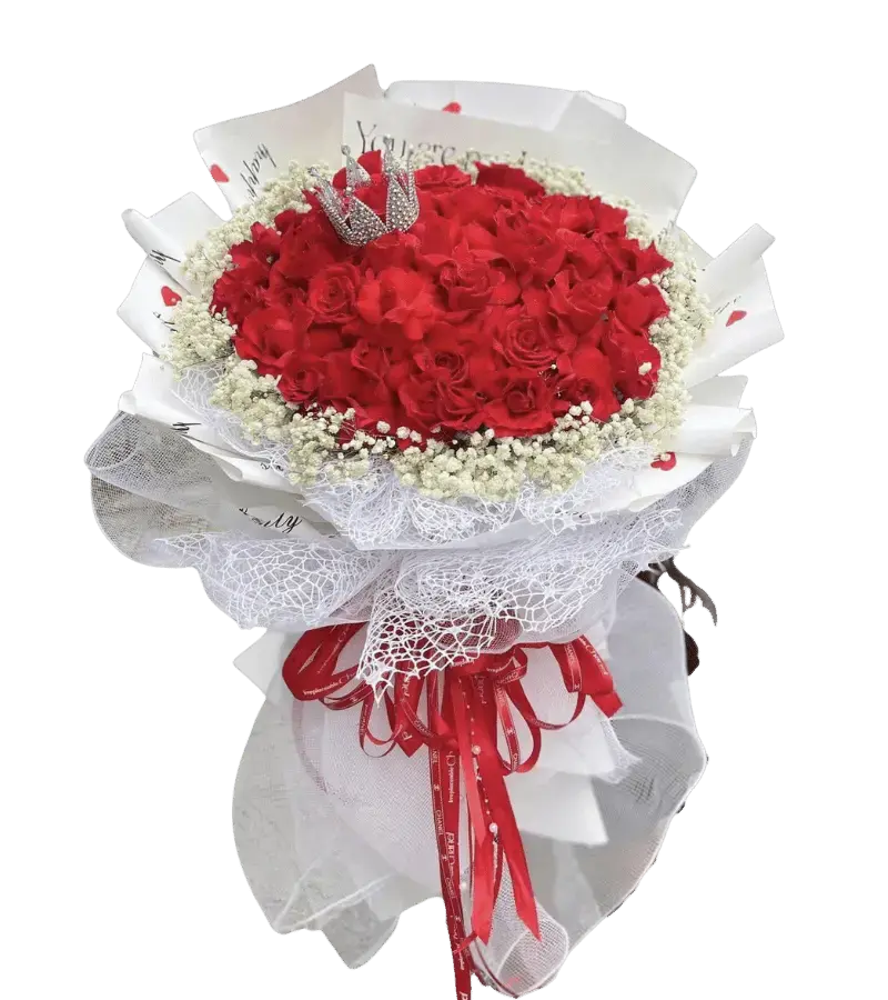Bó hoa hồng đỏ vương miện