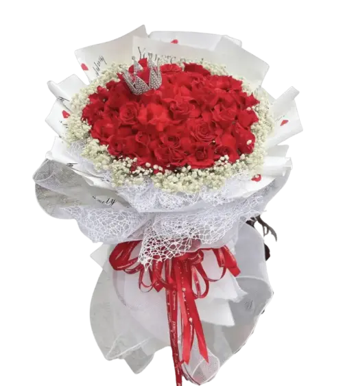 Bó hoa hồng đỏ vương miện