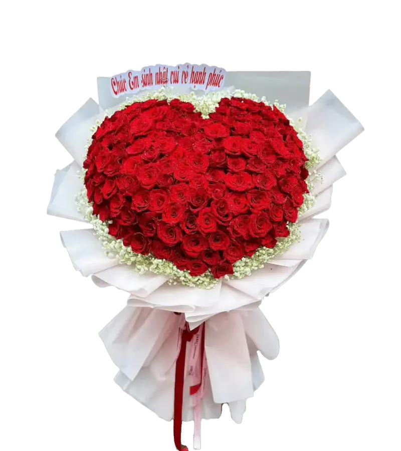 Bó hoa hồng đỏ trái tim