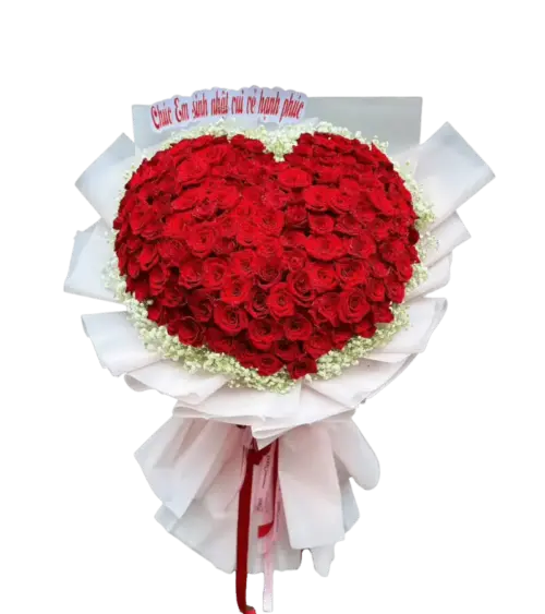 Bó hoa hồng đỏ trái tim