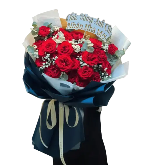 Bó hoa hồng đỏ mừng nhà mới
