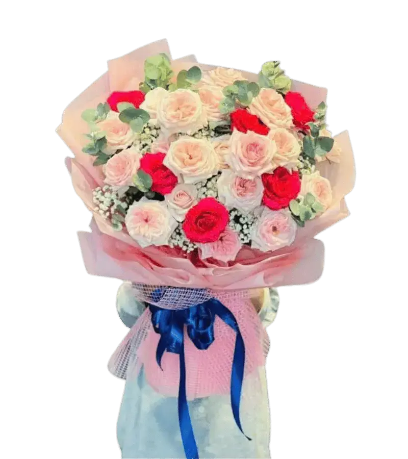 Bó hoa hồng phối màu pastel