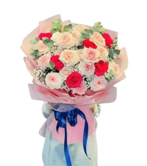 Bó hoa hồng phối màu pastel