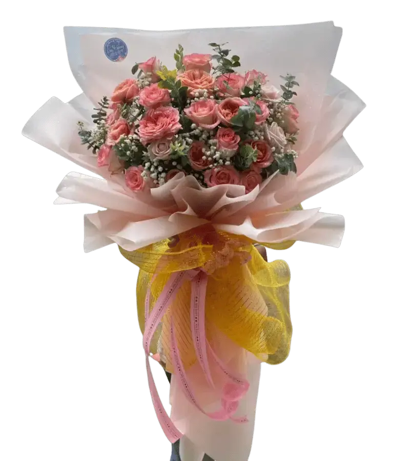 Bó hoa hồng cam san hô
