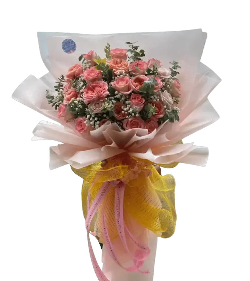 Bó hoa hồng cam san hô 2