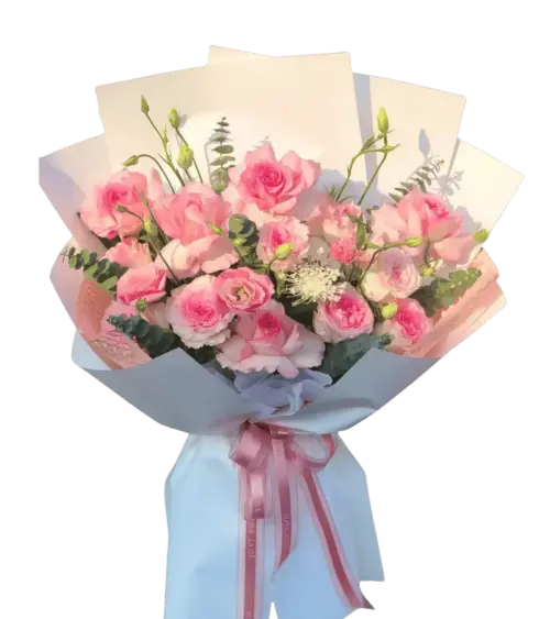 Bó hoa mẫu đơn hồng trắng 2
