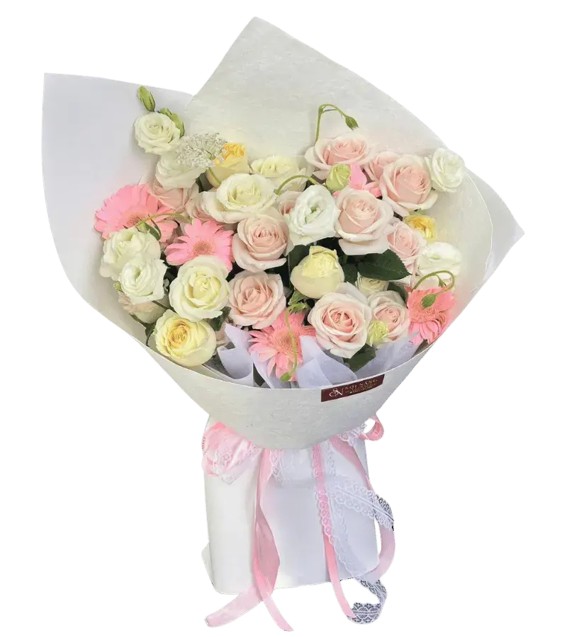 Bó hoa pastel đồng tiền hồng