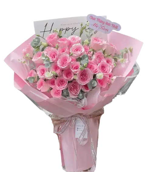 Bó hoa hồng phấn mừng sinh nhật mẹ