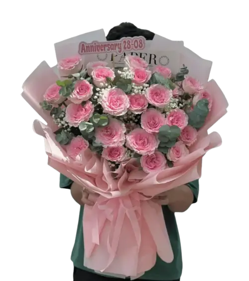 Bó hoa hồng phấn mừng kỷ niệm