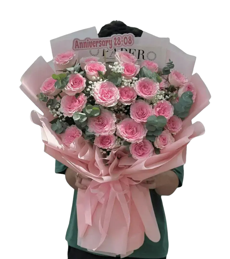 Bó hoa hồng phấn mừng kỷ niệm