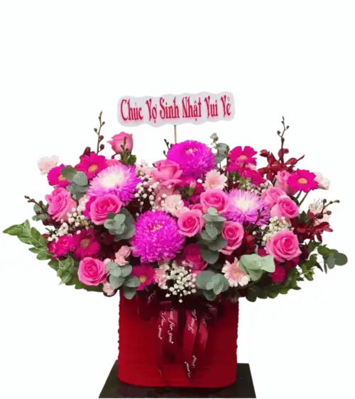 Giỏ hoa sinh nhật hồng phấn