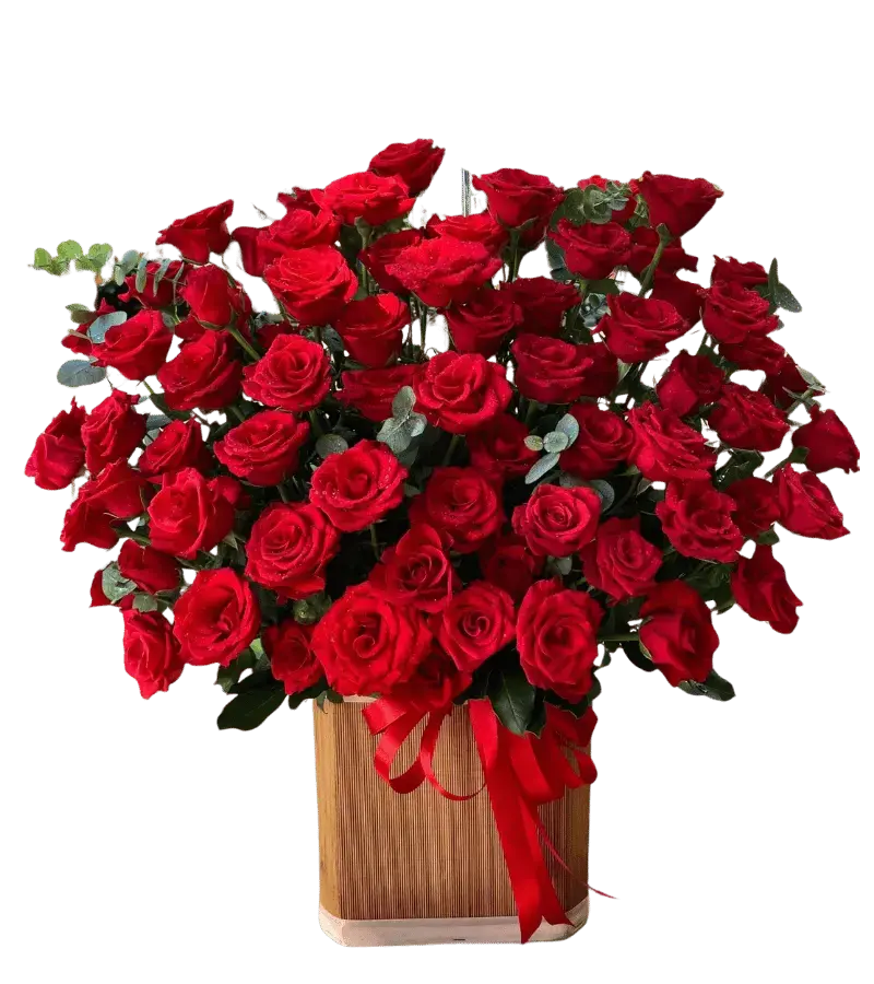 Giỏ hoa hồng đỏ số lượng lớn