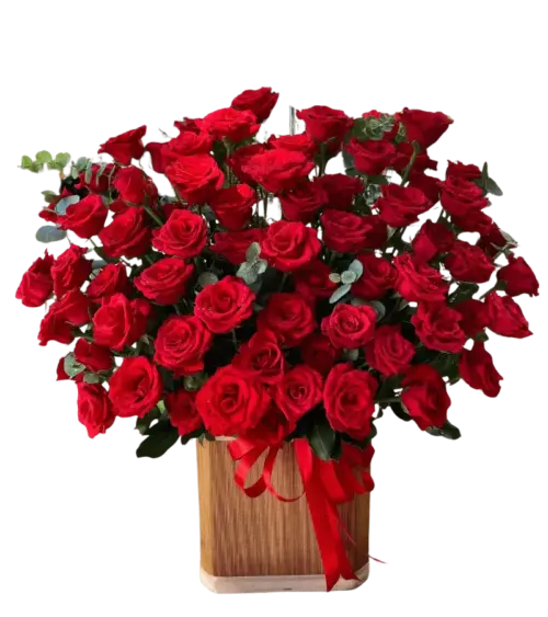 Giỏ hoa hồng đỏ số lượng lớn