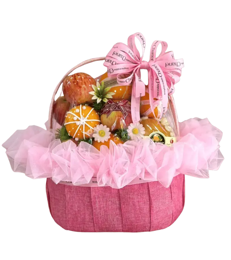 Giỏ trái cây lưới hồng đậm