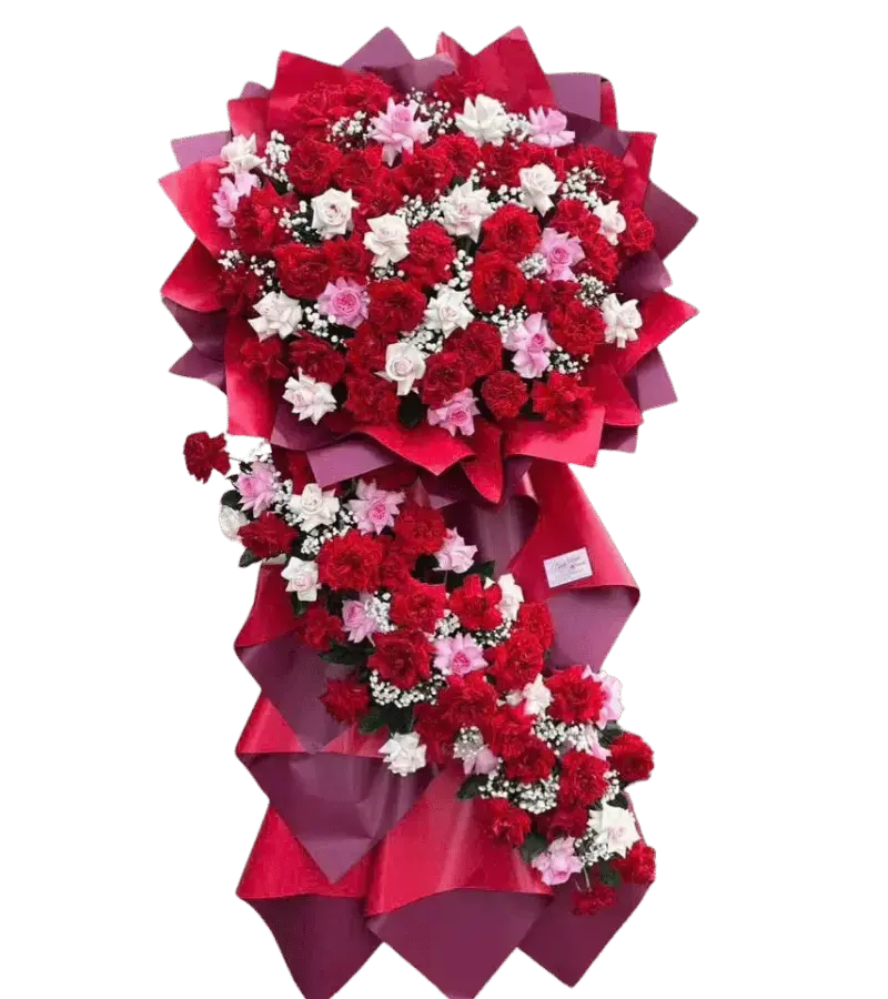 Kệ hoa khai trương đỏ hồng cẩm chướng 3 tầng