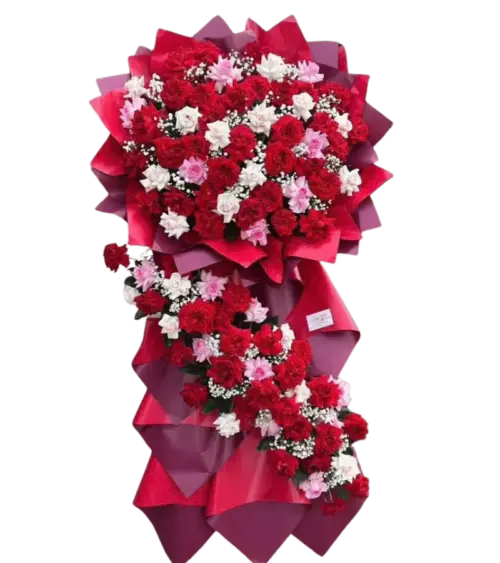 Kệ hoa khai trương đỏ hồng cẩm chướng 3 tầng