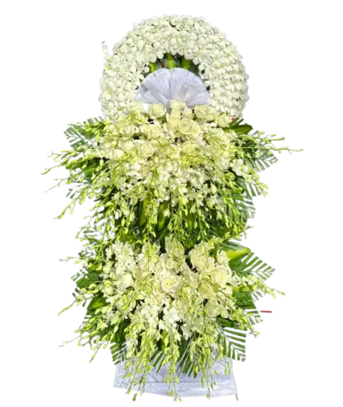Kệ hoa tang lễ lan trắng hồng trắng