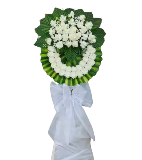 Vòng hoa tang lễ hồng trắng cẩm chướng