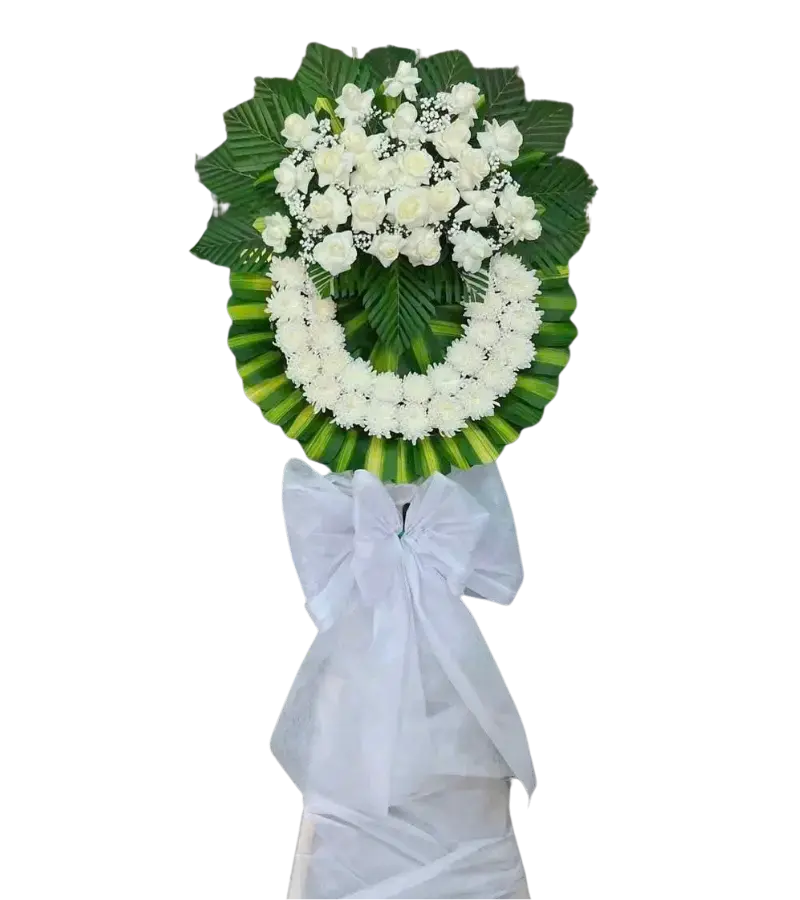 Vòng hoa tang lễ hồng trắng cẩm chướng