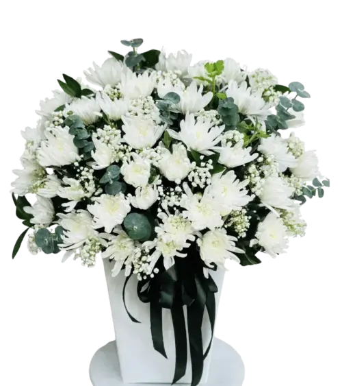 Bình hoa cúc trắng chia buồn