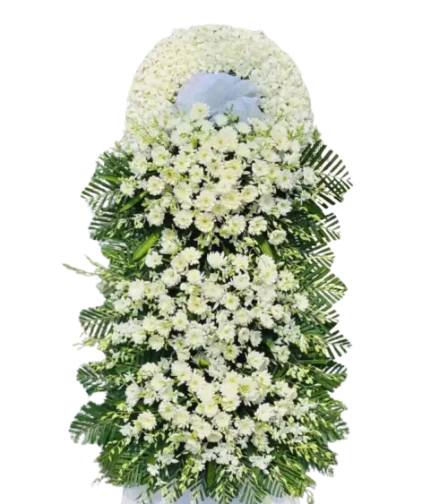 Kệ hoa tang lễ cúc trắng lan trắng dáng thác đổ
