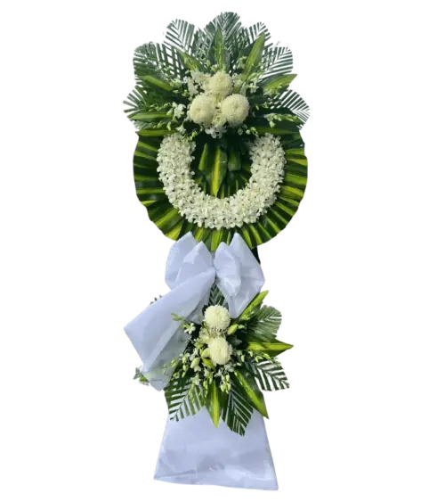Vòng hoa chia buồn cúc trắng lan trắng nhỏ