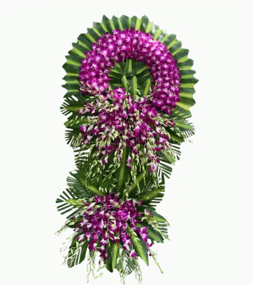 Vòng hoa chia buồn lan tím đậm hai tầng số