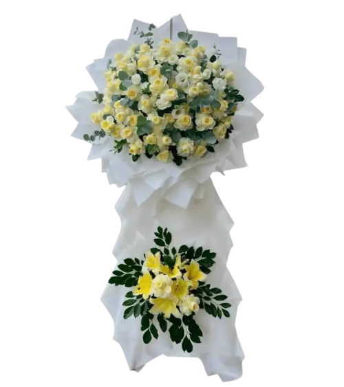 Bó hoa hồng vàng trắng chia buồn