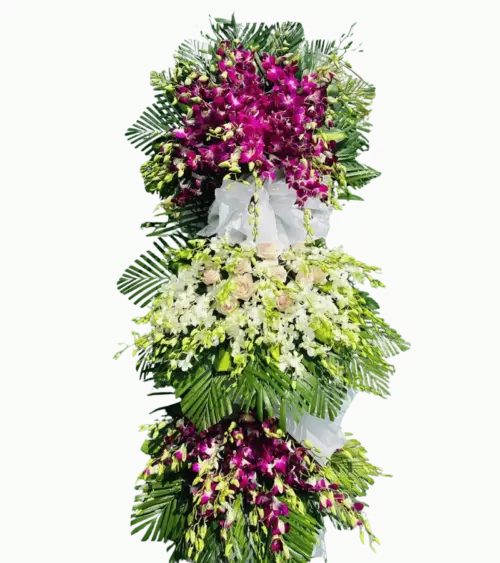 Kệ hoa chia buồn lan tím hồng phấn ba tầng