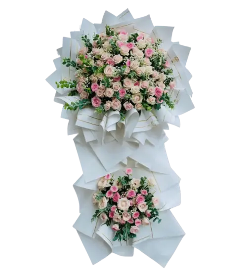 Bó hoa hồng phấn chia buồn sang trọng